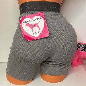 Victoria’s Secret PINK L Logo Band High-Waist Boyshort Sleep Shorts Panty Gray